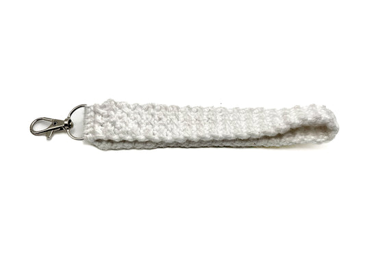 Hand Crafted White Crochet Key Chain